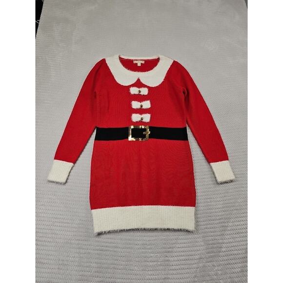 Ugly Christmas Sweater Dress Womens Small Santa Claus Bells Sequins - Picture 1 of 7